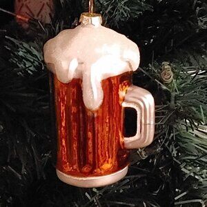 Beer Stein Glass Ornament Christmas Beer Ornament Frothy Foam Topper